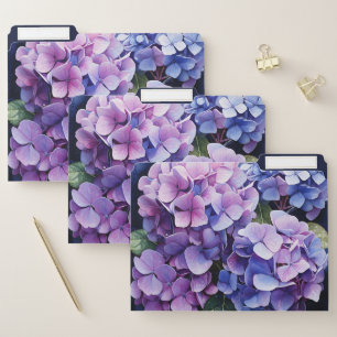 Midnight Garden Violet Hydrangea Watercolor File Folder