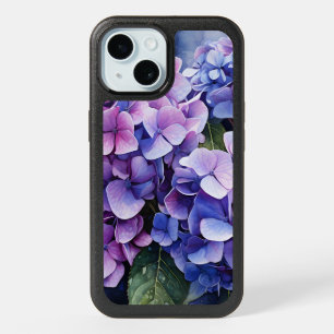 Midnight Garden Violet Hydrangea Watercolor iPhone 15 Case