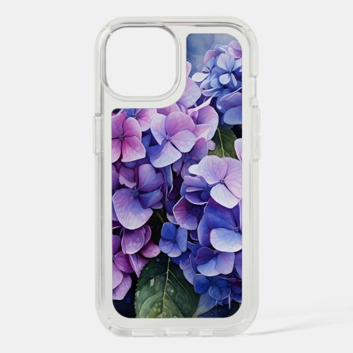 Midnight Garden Violet Hydrangea Watercolor iPhone 15 Case