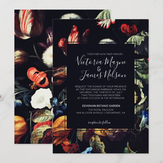 Midnight Garden Wedding Invitation (Front/Back)