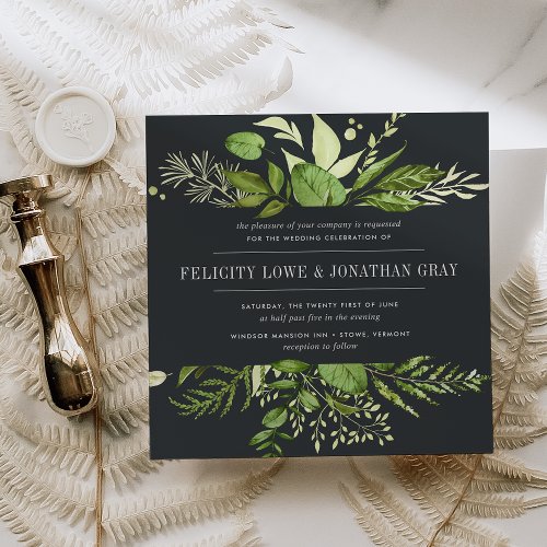 Midnight Garden Wedding Invitation  Square