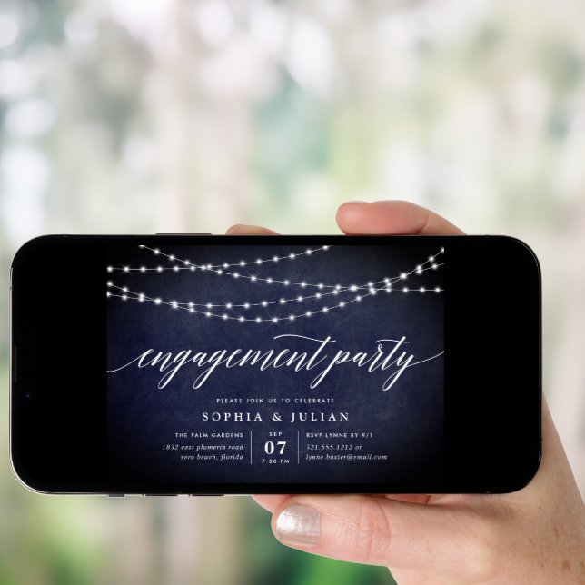 Midnight Garland Engagement Party Invitation (Front Digital)