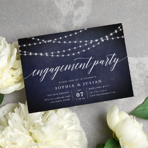 Midnight Garland Engagement Party Invitation