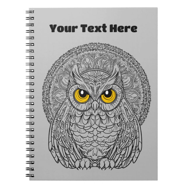 Midnight Gaze Eclipse Watcher Owl Notebook (Front)
