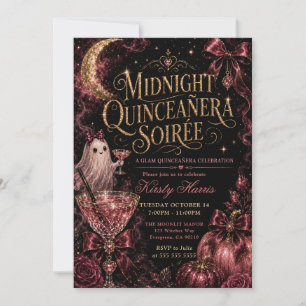 Midnight Ghost Halloween Quinceanera Invitation