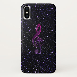 Midnight Glitter Music Clef iPhone X Case