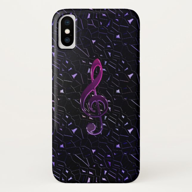 Midnight Glitter Music Clef iPhone X Case (Back)