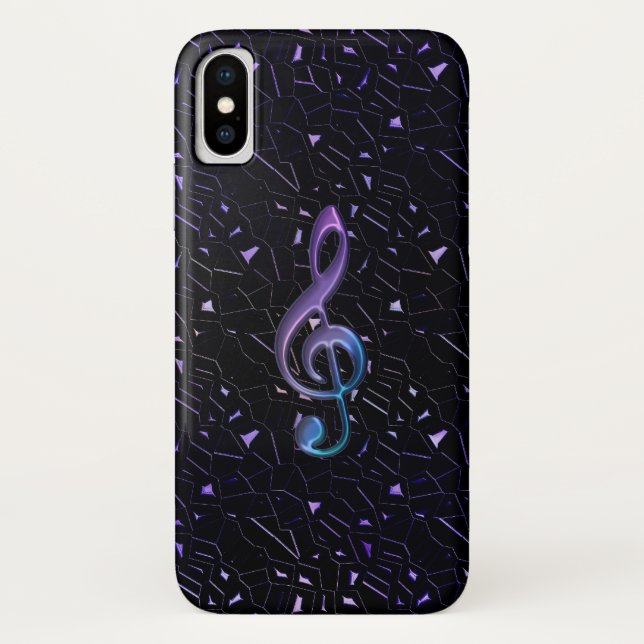 Midnight Glitter Music Clef iPhone X Case (Back)