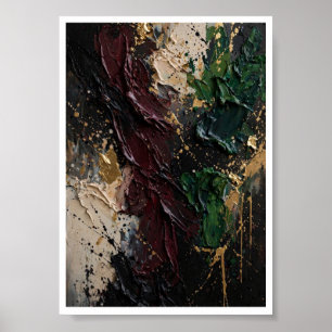 Midnight Gold Burgundy Abstract Art Print