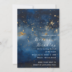 Midnight Gold Celestial Wedding Invitation