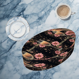 Midnight Gold Champagne Dream Pink Floral Modern Paperweight
