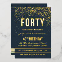 Midnight | Gold Confetti 40th Birthday Party