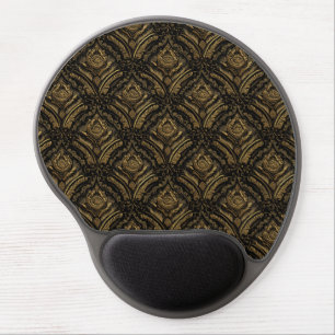 Midnight Gold Damask Elegance Gel Mouse Pad
