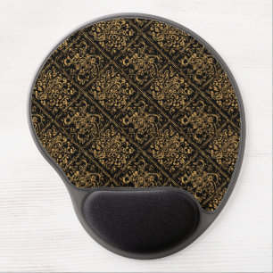Midnight Gold Damask Elegance Gel Mouse Pad