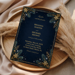 Midnight Gold Evergreen Winter Splendor Invitation