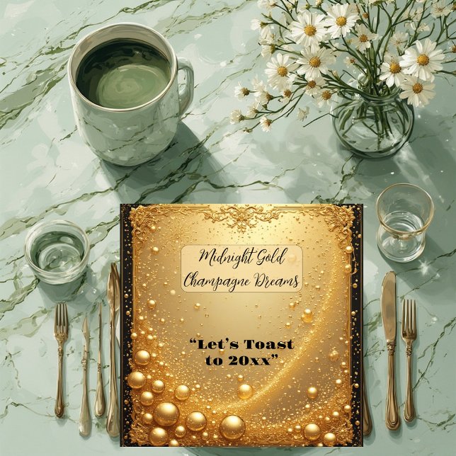 Midnight Gold Faux Champagne Dream Bubbly New Year Napkins (Midnight Gold Faux Champagne Dream Bubbly New Year Napkins)
