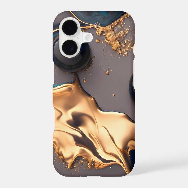 Midnight Gold Liquid Marble Iphone Case (Back)
