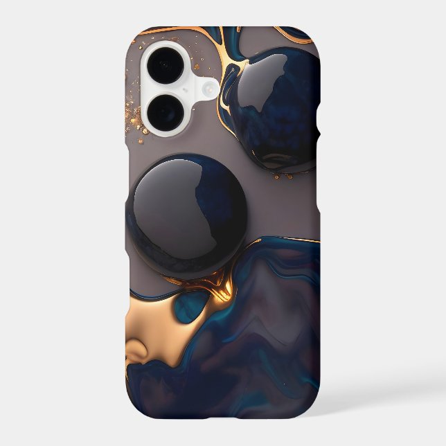Midnight Gold Liquid Marble iPhone Case (Back)