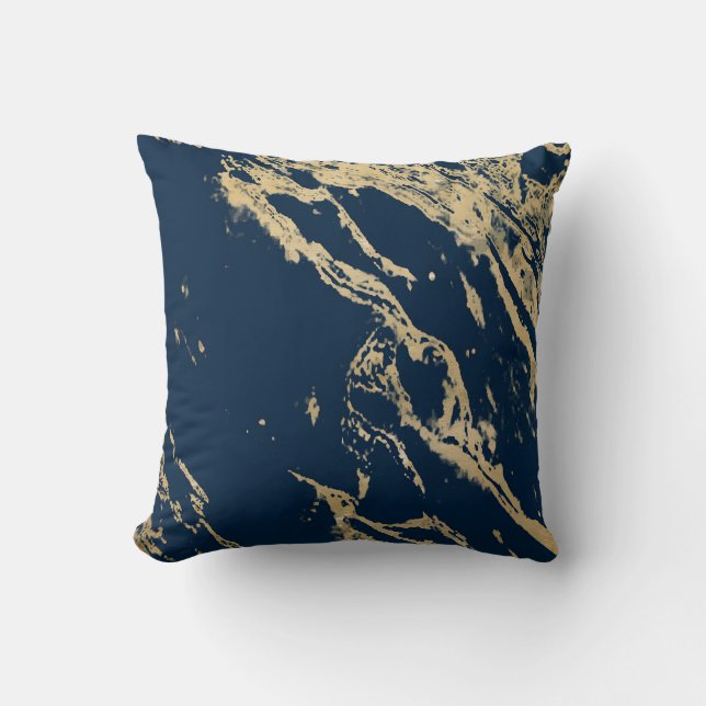 Midnight Gold Marble Cushion (Front)