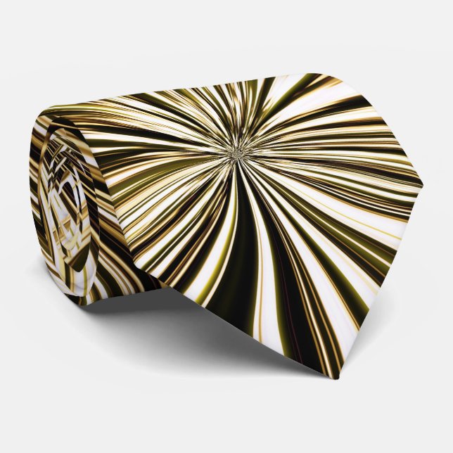 Midnight Gold Marble Geometric Pattern Neck Tie (Rolled)