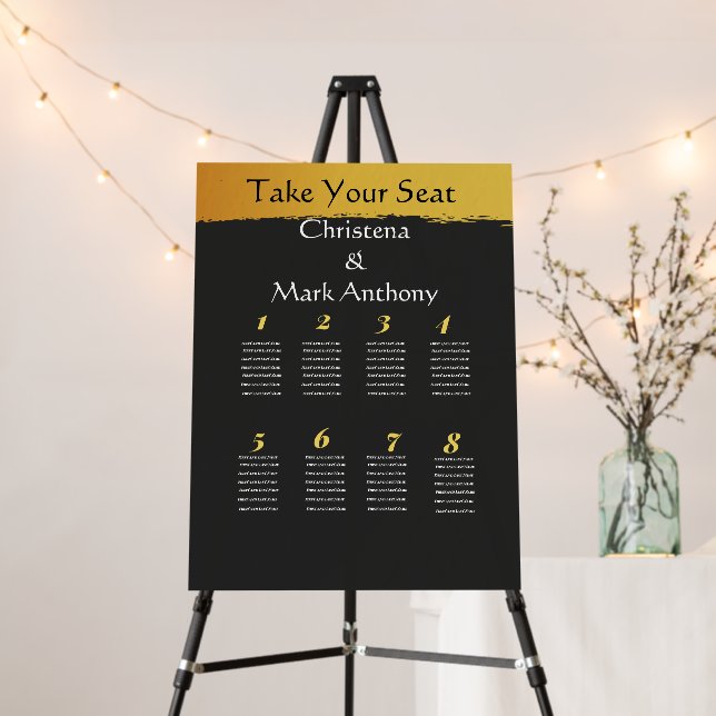 Midnight Gold Seating Chart Foam Board (In Situ (Stand))
