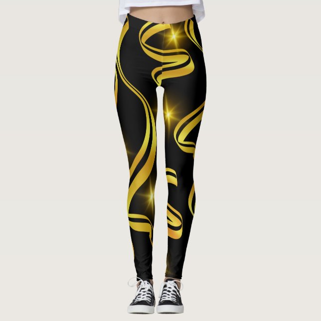 Midnight Gold Streak Leggings (Front)
