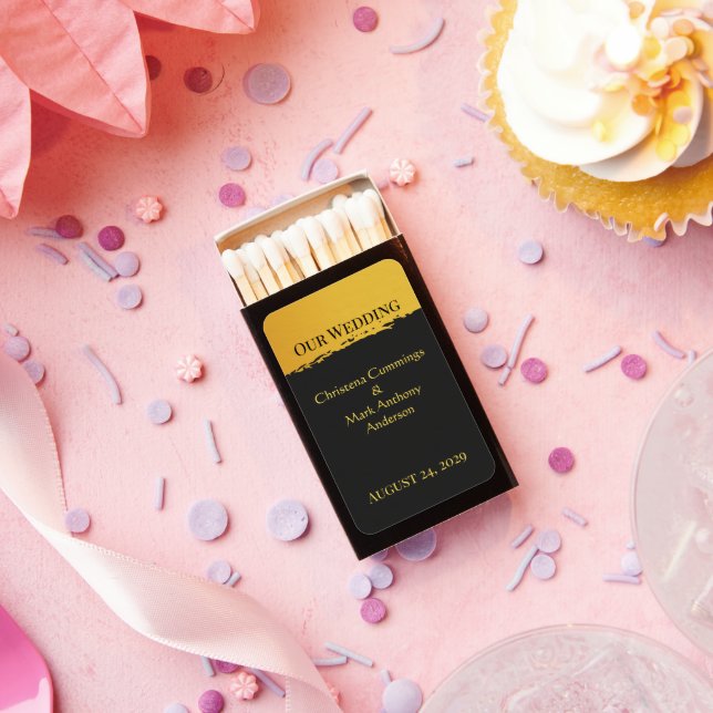 Midnight Gold Wedding  Matchboxes (Insitu)