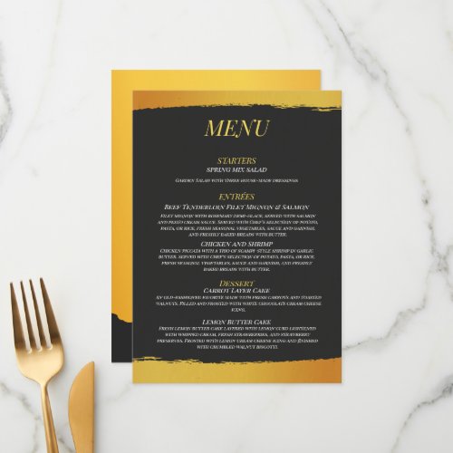 Midnight Gold Wedding Menu