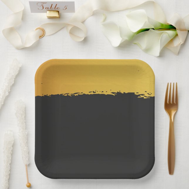 Midnight Gold Wedding Paper Plates (Wedding)