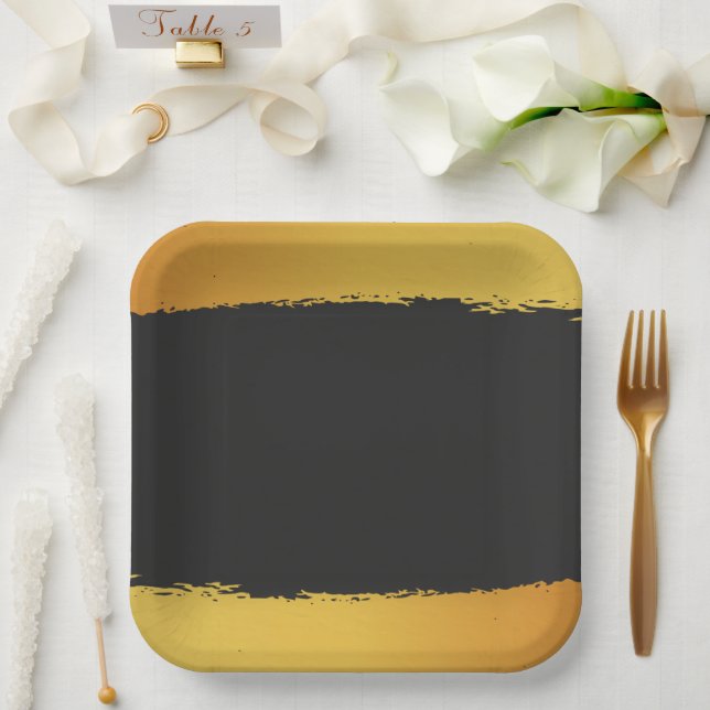 Midnight Gold Wedding Paper Plates (Wedding)