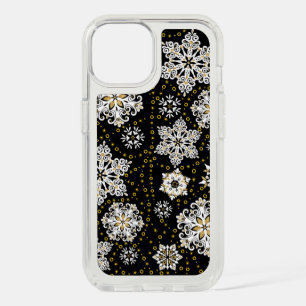 Midnight Golden Snowflakes Glam iPhone 15 Case