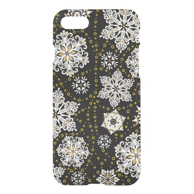 Midnight Golden Snowflakes Glam Uncommon iPhone Case (Back)