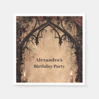 Midnight Gothic Cathedral Birthday Napkins
