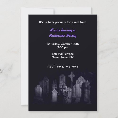 Midnight Graveyard Halloween Party Invitations