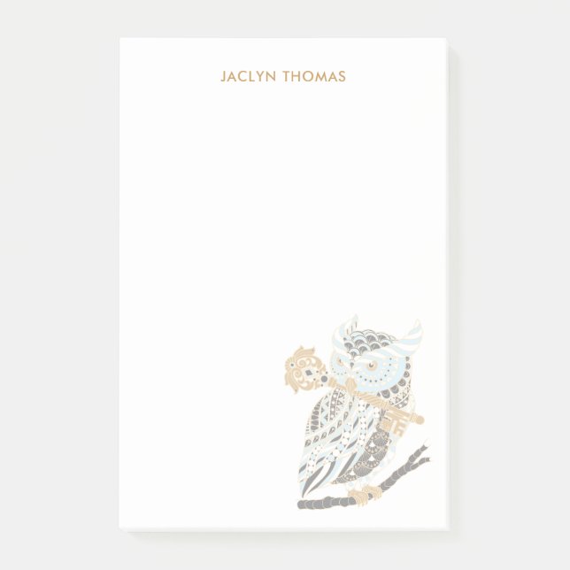 Midnight Great Horned Owl Personalized Post-it Notes (Front)