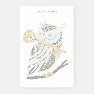 Midnight Great Horned Owl Personalized Post-it Notes