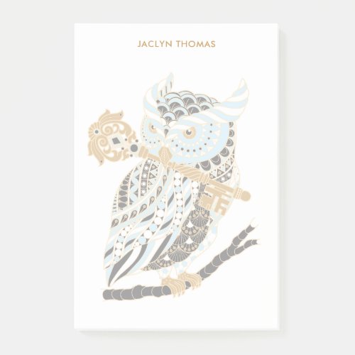 Midnight Great Horned Owl Personalized Post_it Notes