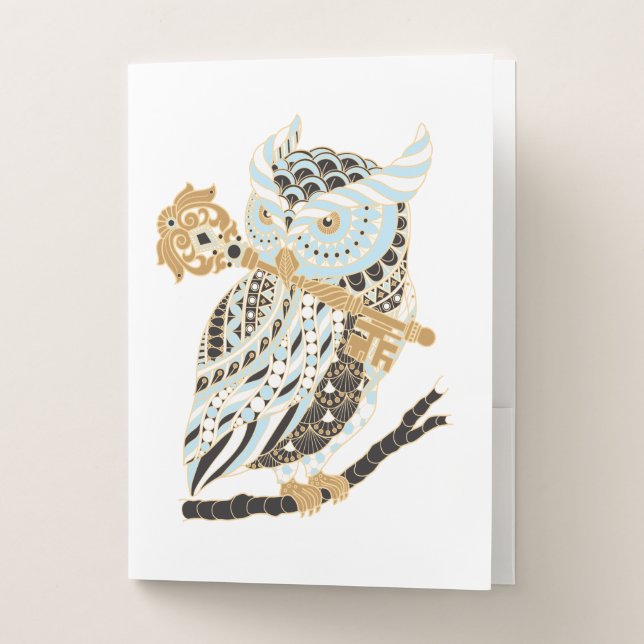Midnight Great Horned Owl Pocket Folder (Front)