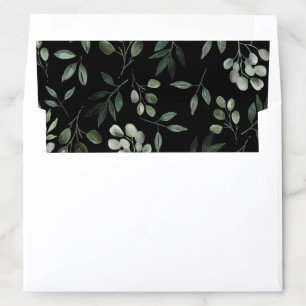 Midnight Greenery, Watercolour foliage pattern Envelope Liner