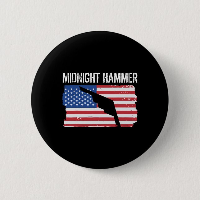 Midnight Hammer B-2 Stealth Jet Operation Usa Flag Button (Front)