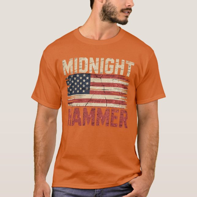 Midnight Hammer B-2 Stealth Jet Usa Flag T-Shirt (Front)