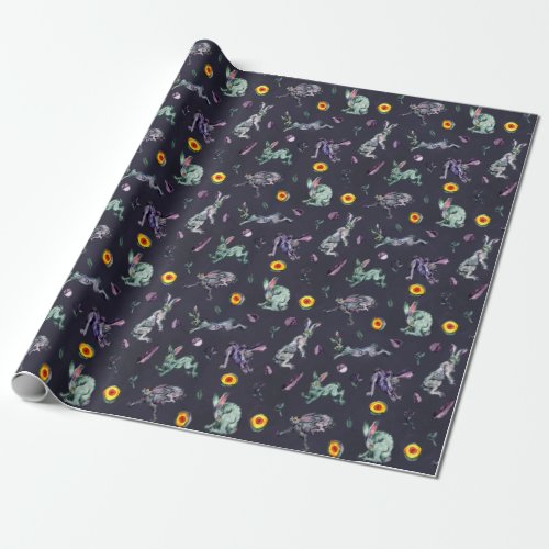 Midnight Hare Magic Cottagecore Wrapping Paper