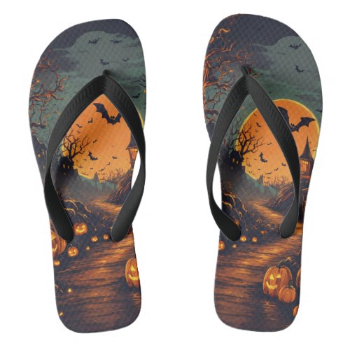 Midnight Haunt Scary Night Flip Flops Flip Flops