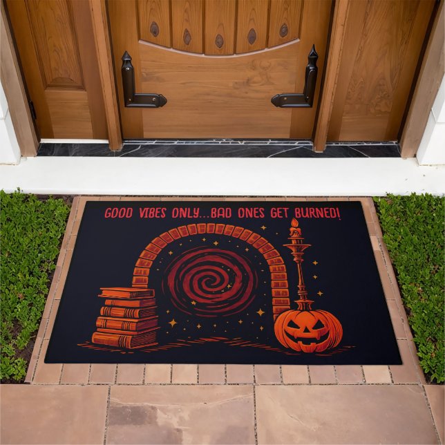 Midnight Hearth Medieval-Orange and black Doormat (Outdoor)