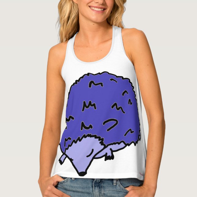 Midnight Hedgehog Ladies Racerback Vest Tank Top (Front)