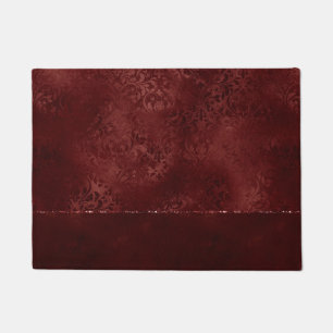 Midnight Henna Romance   Dark Satiny Grunge Damask Doormat