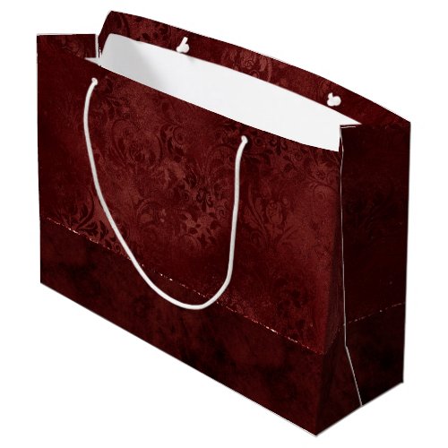 Midnight Henna Romance  Red Satiny Grunge Damask Large Gift Bag