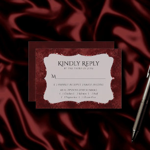 Midnight Henna Romance Red Satiny Grunge Entree RSVP Card