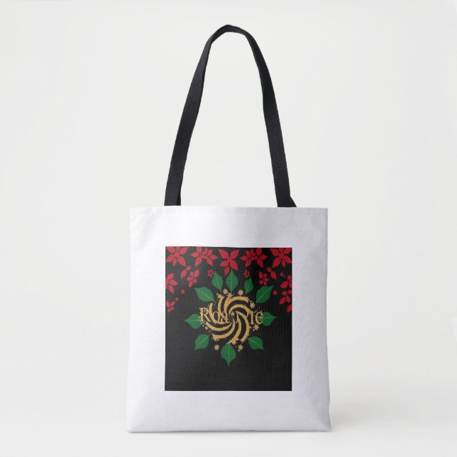Midnight Holly Splendor Tote Bag (Front)