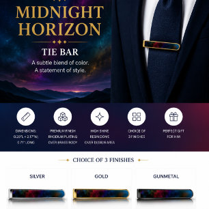 Midnight Horizon Gold Finish Tie Bar